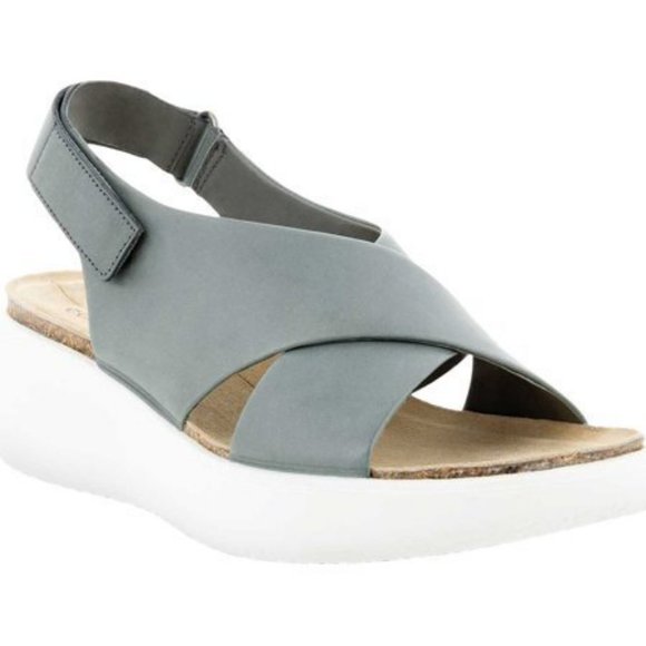 ECCO Flowt Wedge Cork Womens Sandal Size 8 Titanium - Picture 1 of 5